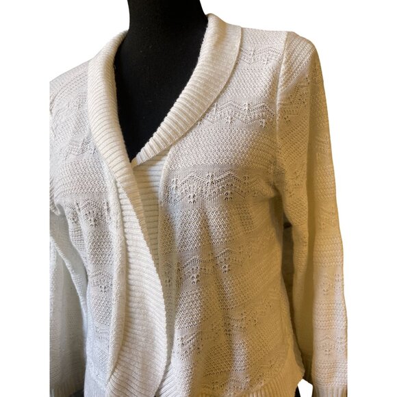 Elements white XL knit shrug light weight 3/4 sleeve open front - Picture 3 of 9